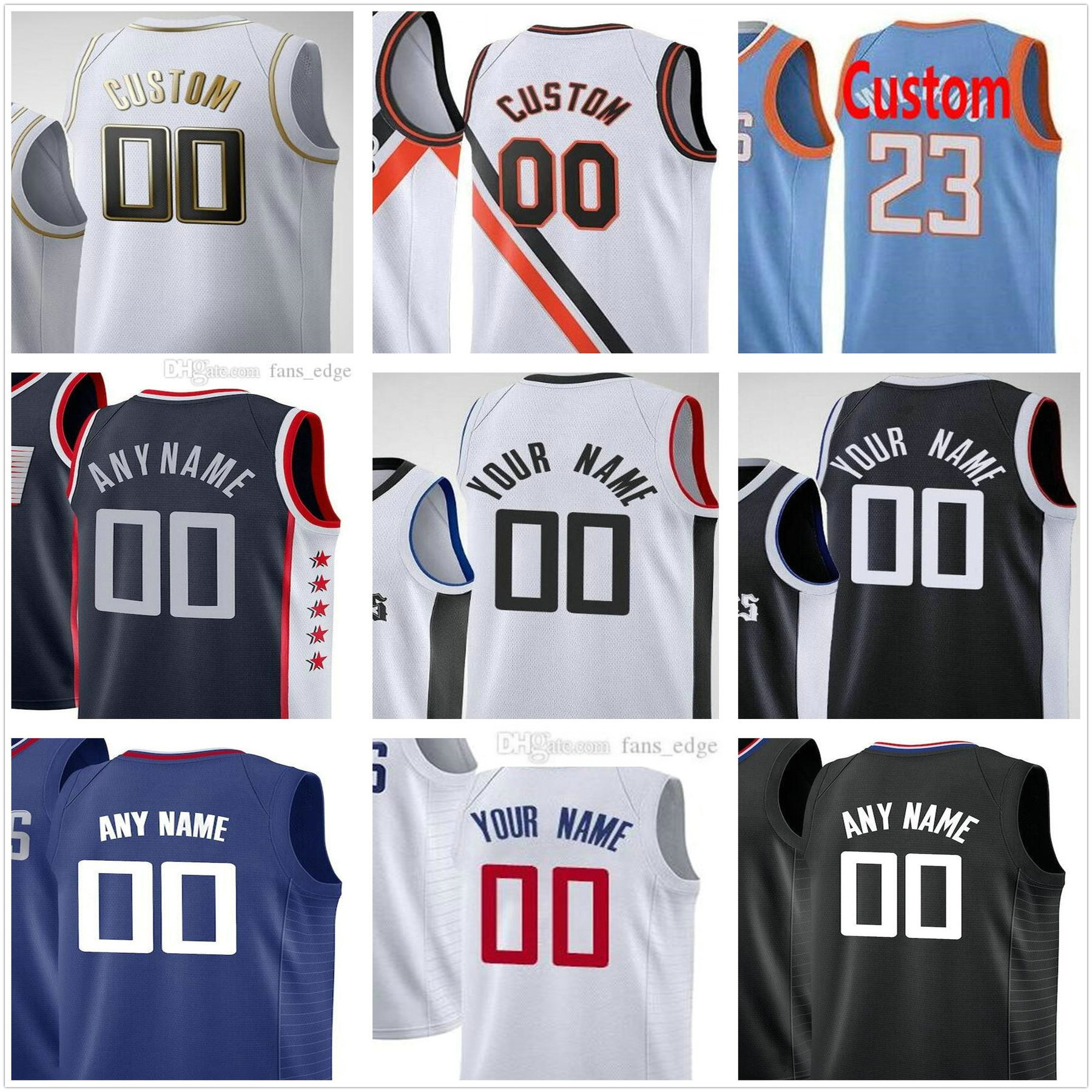 

Custom Printed Kawhi 13 George Paul 2 Leonard Serge Ibaka Nicolas Batum Eric Bledsoe 14 Terance Mann 45 Keon Johnson 1 Reggie Jackson Men Woman Kids Basketball Jerseys, White