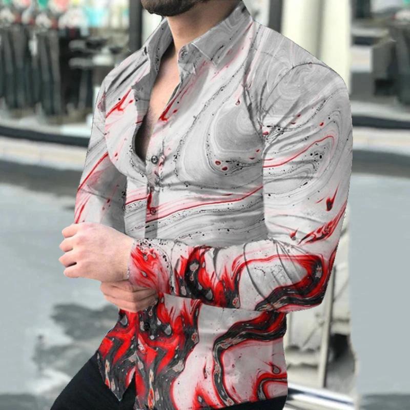 

Men's Casual Shirts Feitong Men Streetwear Shrits Chemise Oversized For Floral Printed Long Sleeved Shirt Plus Size Blusas Hombre, Black