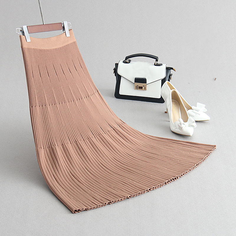 

Shehure 2021 Autumn Winter Women's High Waist the Line Skirt Femme Jupe Spoken of Knitting Ladies Camel Skirts C2z1