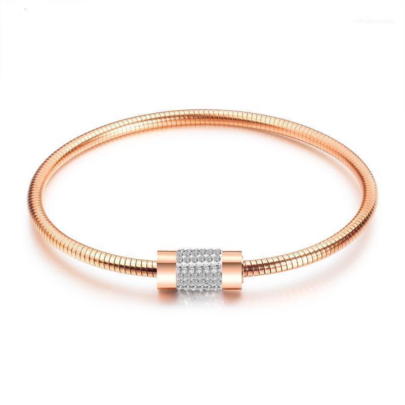 

Bangle Titanium Steel Bangles, Magnet Clasp Bracelet, Rose Zircon Fashion Jewelry Wholesale1