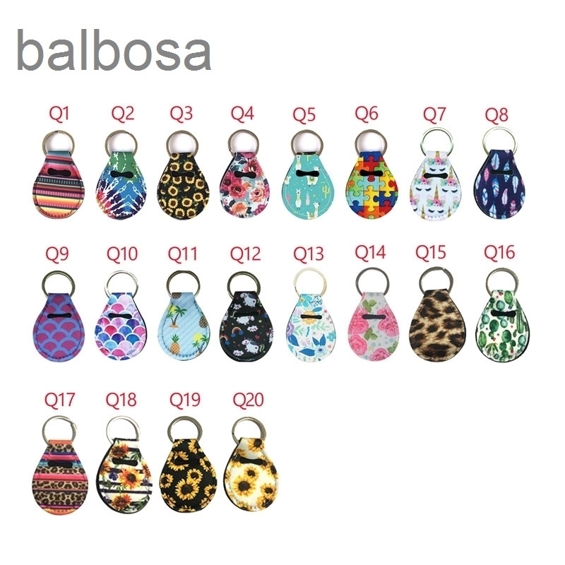 

Neoprene Quarter Holder Keychain Diving Material for Party Favor 15 Designs Unicorn Pattern Floral Print with Metal Ring