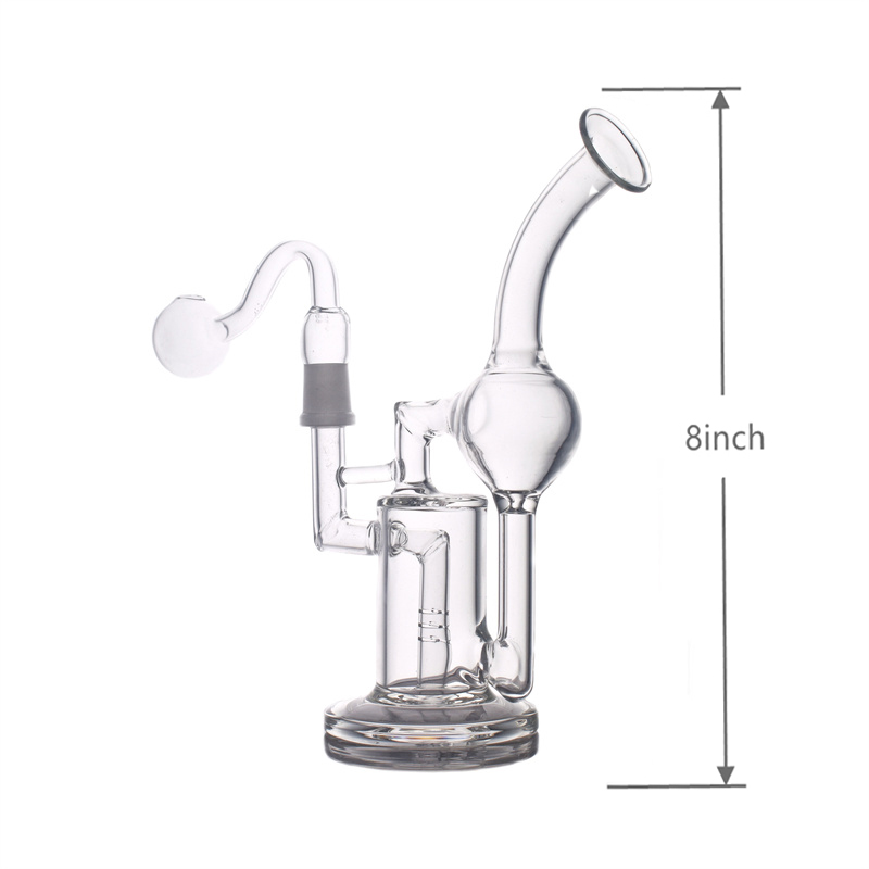 

Newest Klein Tornado Percolator Glass Bong Hookahs 8inch Recycler Water Pipes Oil Dab Rigs With Quartz Banger or glass oil smoking Bowl