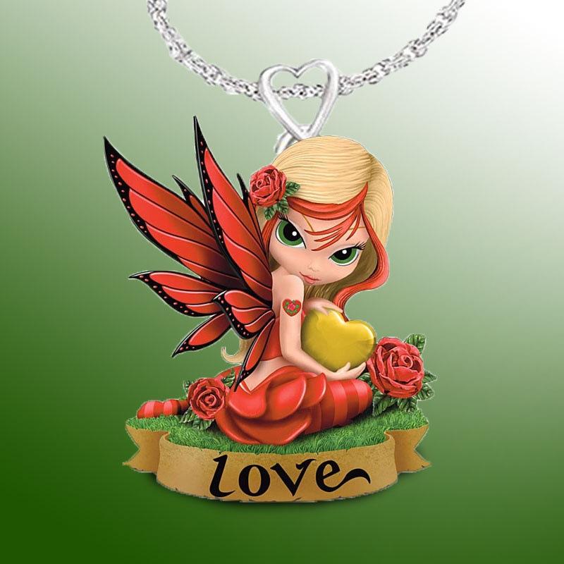 

Pendant Necklaces Trendy Cartoon Red Rose Flower Princess Resin Necklace For Women Girl Love Letter Anniversary GiftJewelry