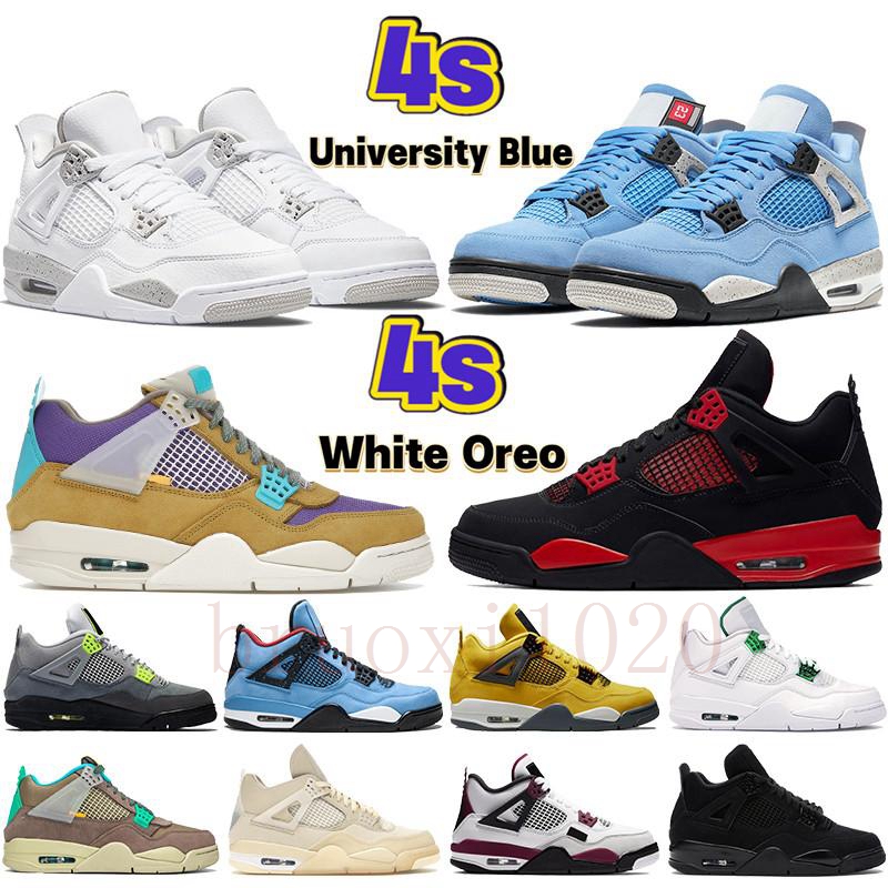 

Newest Top Quality Jumpman 4 University Blue 4s mens Basketball Shoes neon black cat fire red pine green starfish mushroom white cement sports sneakers, 32