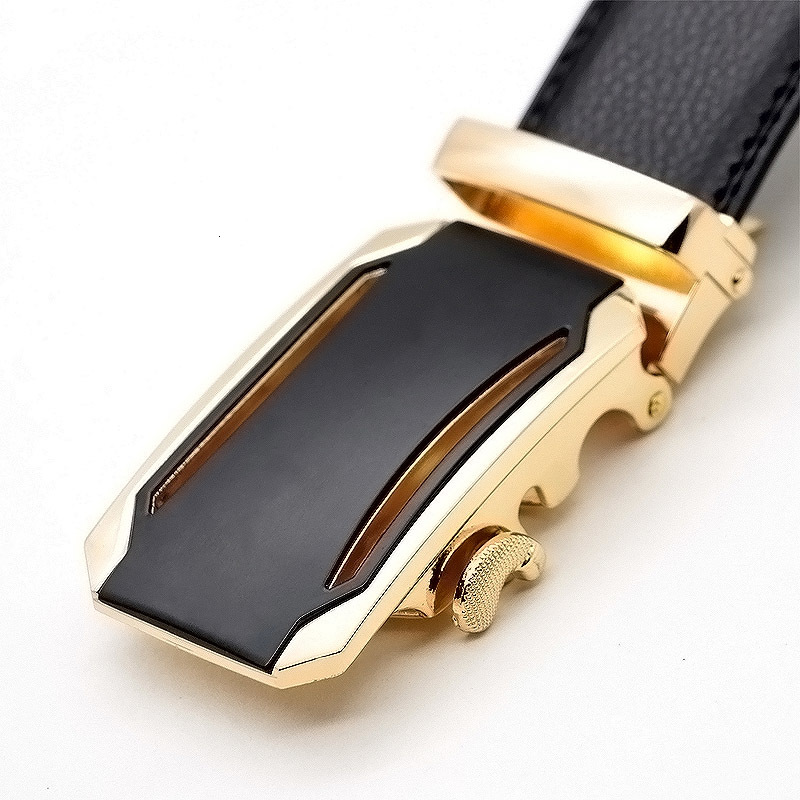 

2021 New Men's Fashion 100% Genuine Leather Belts for Men High Quality Metal Automatic Buckle Strap Male Cowboy Durable 2jvk, Black