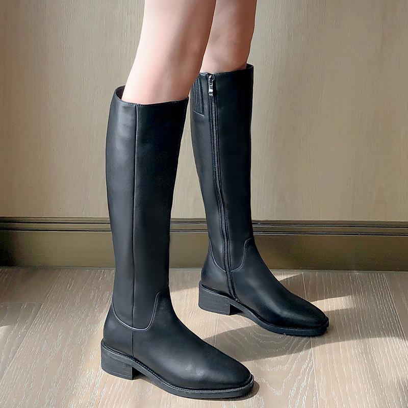 

Boots Ize 35-40 Free Transport Style Winter Women 2021 Fashion Soft Genuine Leather Long Tube, Black