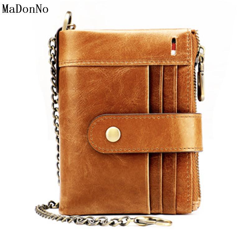 

Wallets 2021 100% Genuine Leather Men Wallet Coin Purse Small Mini Card Holder Chain PORTFOLIO Portomonee Cartera Male Walet Pocket, Black 1