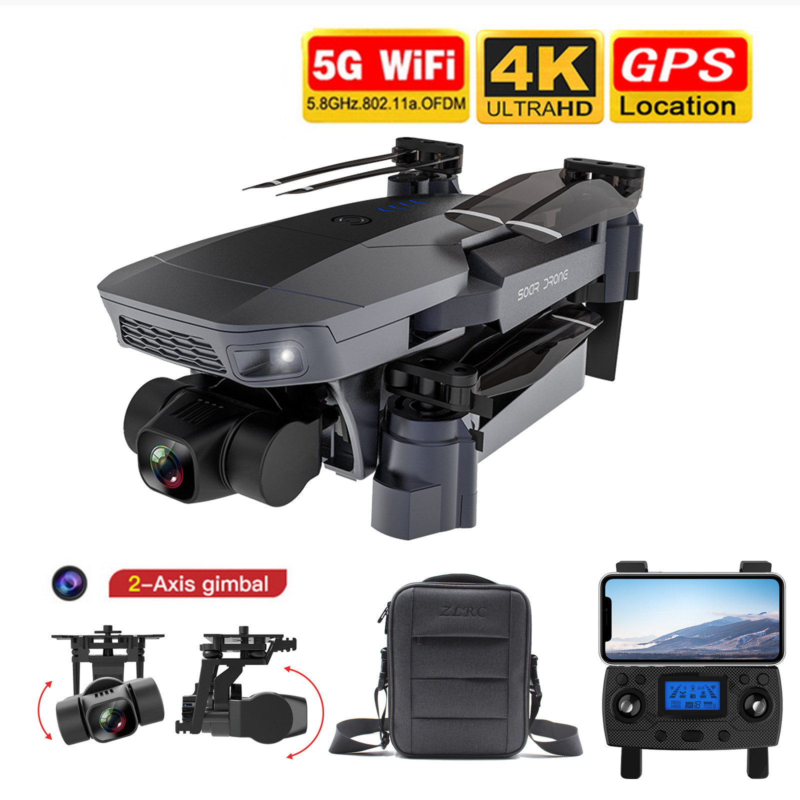 

SG907 Pro RC Drone 5G WIFI With 4k HD Mechanical 2-Axis Gimbal Camera Foldable Arm Quadcopter Drone For Gift
