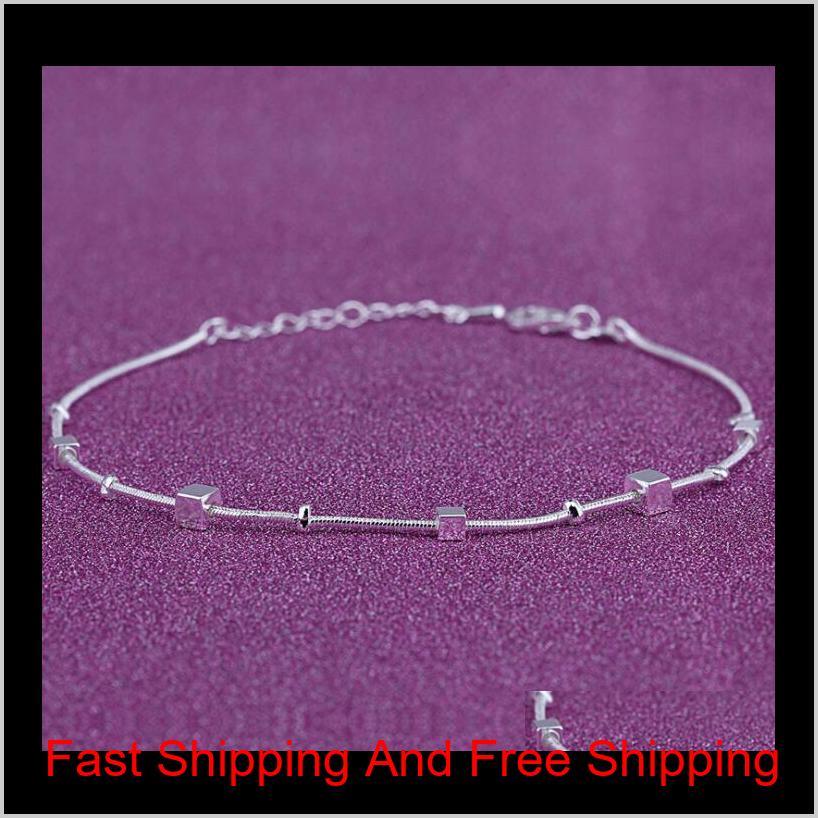

2018 New Foot Jewelry Anklets Hot Sale Silver Anklet Link Chain For Women Girl Foot Bracelets Fashion Jewelry Wholes qylfDV luckyhat, Red;blue