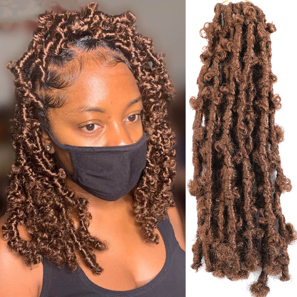 Butterfly Locs Crochet Hair 1B 4 27 30 613# BUG Faux Butterfly Locs 24" Dreadlocks Hair Extensions Africaine Locks Braiding Hair-image-731839571