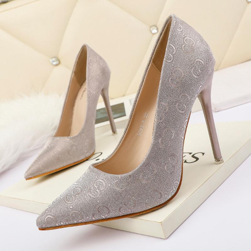 

Dress Shoes Korean Fashion Pointed Shallow Mouth High Heels Nightclub Thin Women's Single Professional Sexy, Champagne