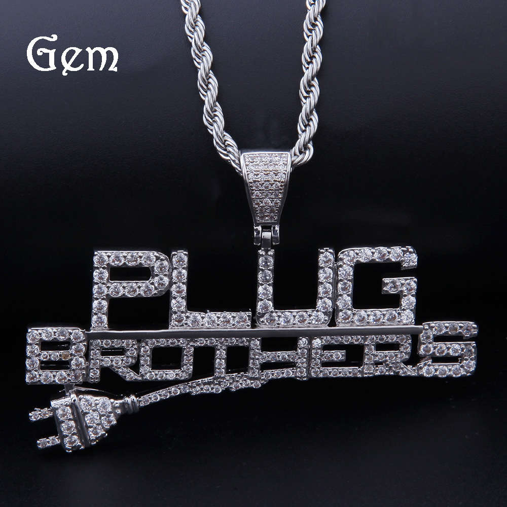 

New men's and women's hip hop plug letter pendant full set with zircon 14K Gold Plated Pendant