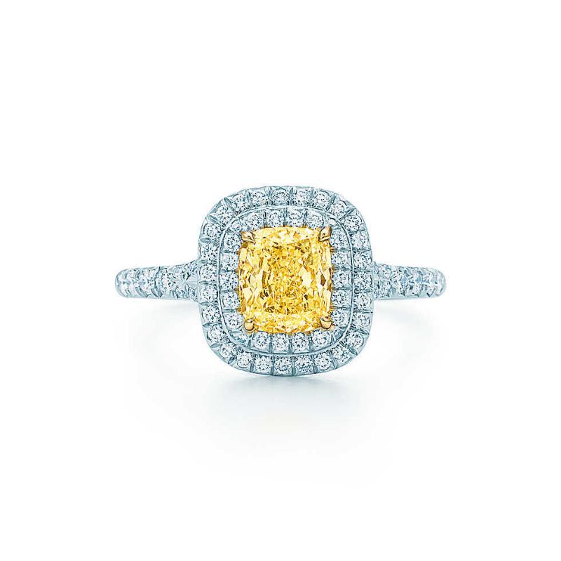 

Cluster Rings 2Ct Cushion Cut Yellow Women Ring Solid 925 Sterling Silver Romantic Proposal Jewelry, Golden;silver