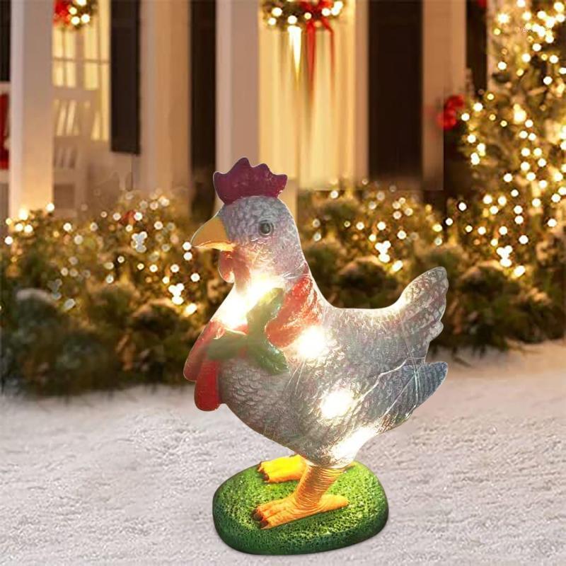 

Party Decoration Light-Up Chicken With Scarf LED Home Decor Christmas Outdoor Resin Ornament Light Xmas Yard Atmosphere Gift