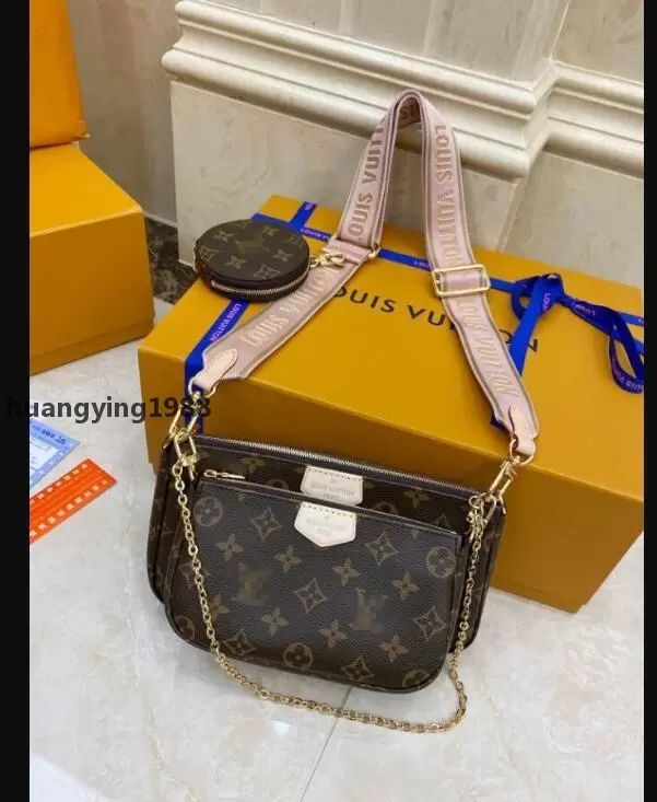 

GGLVLouisVutton YSLWomen Pochette Accessories Handbag Genuine Leather Shoulder Crossbody Bag Purses 3 PCS, Red;black
