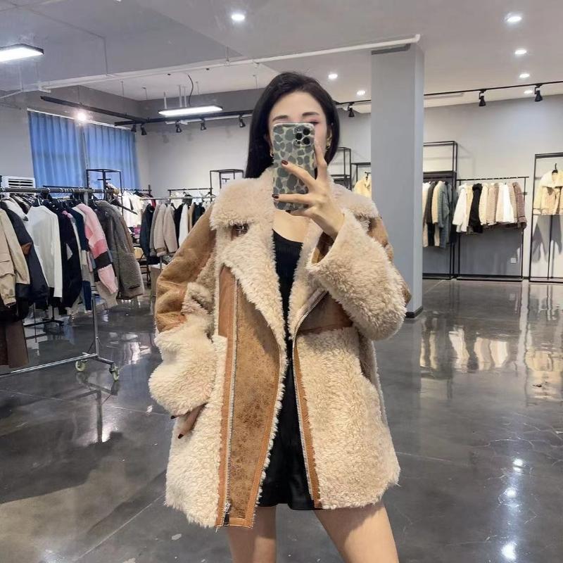 

Women's Fur & Faux Women 2022 Autumn Winter Real Wool Coat Jacket Female Natural Sheep Jackets Coats Lady Shearing Warm Overcoats A22, Black