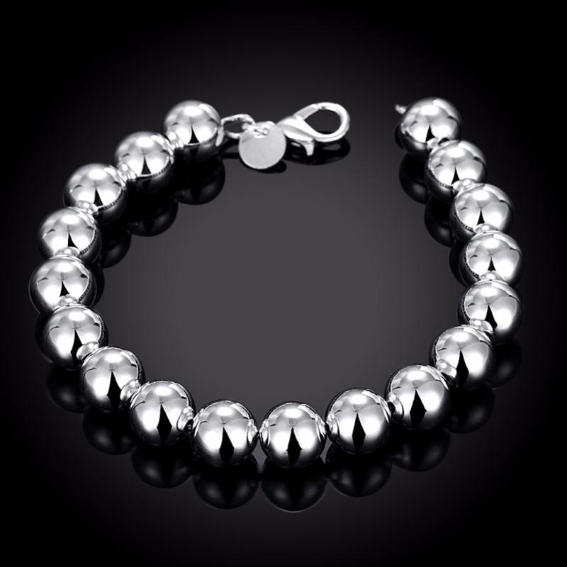 

Bangle Fashion Jewelry 925 Pure Silver Plated Charm 10MM Solid Buddha Beads/Hollow Beads Bracelets Gift Bag H136