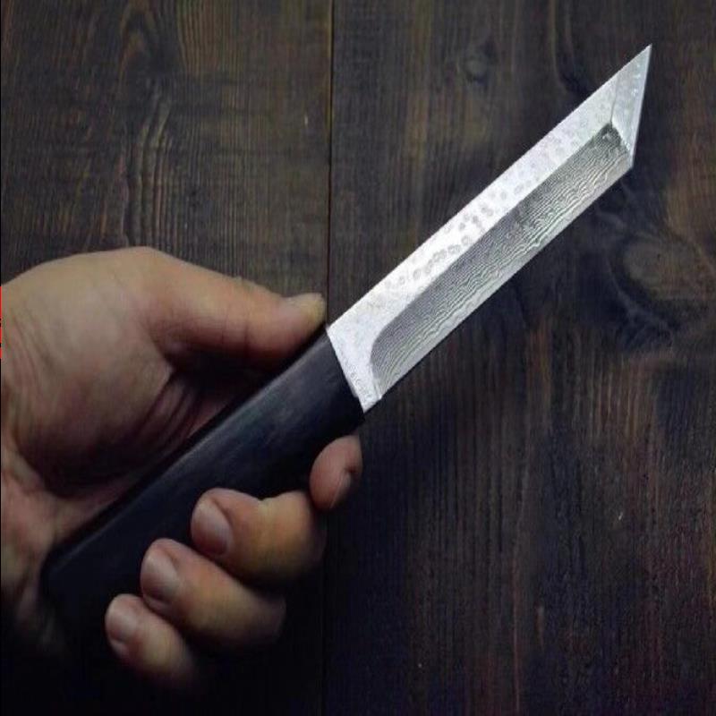 

Katana Handle Damascus Steel Tanto Wood Ebony Blade Fixed Blade knife Collection VG10 With Sheath Knives Rcwfq