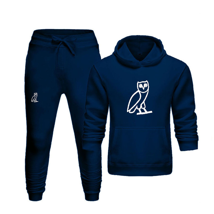 

Ovo Hoodieowl Solid Cartoon Print Hoodie Long Sleeve Mens Sweatsuit Custom Jogger Sets Sportswear Men Two Piece Pants Set, Red