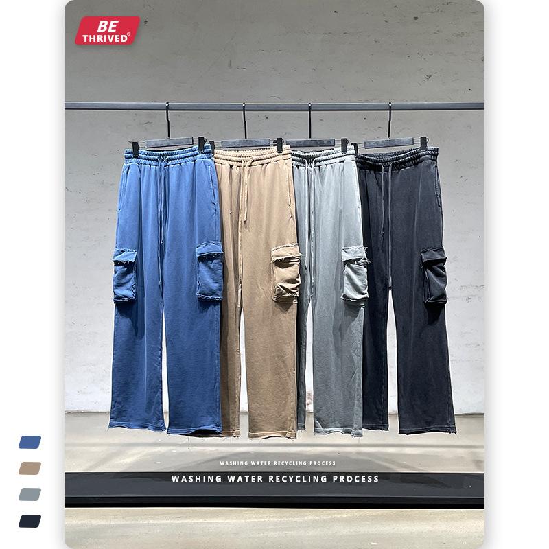 

Men's Pants BETHRIVE Pocket Joggers Mens Loose Straight Cotton Men Sweatpants Hip Hop 2021 Autumn And Winter Clothing 2252, Gray
