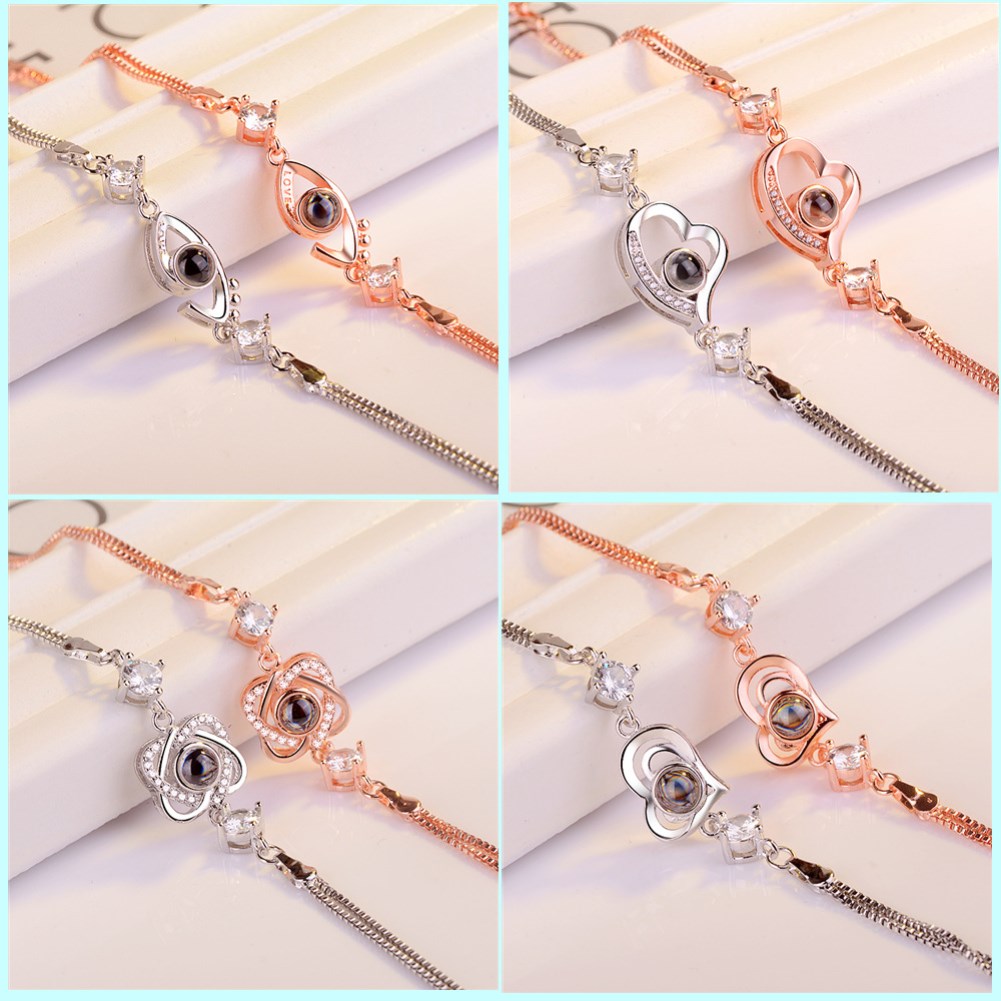 

silver plated bracelet womens 100 languages series i love you memory bracelet of different stryles and colour