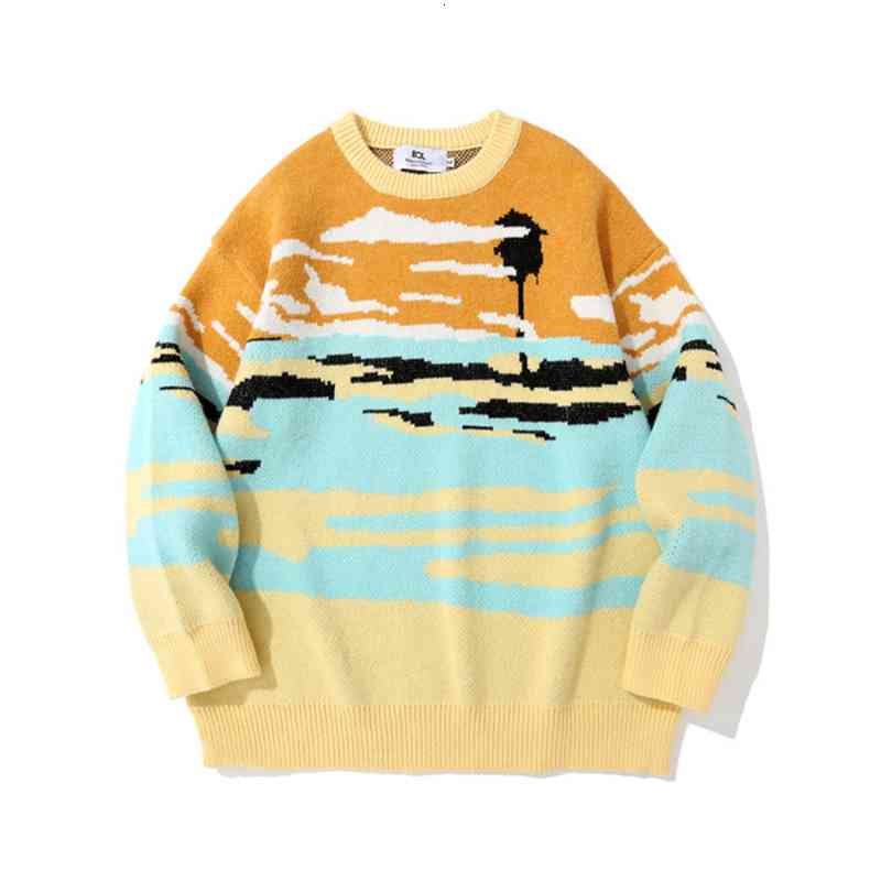 

Women's Sweaters jacquard landscaping male knitted-out fashion marks loose men's jersey round turtlenecks in pullover's fashions ZS7E, 1# shoe box