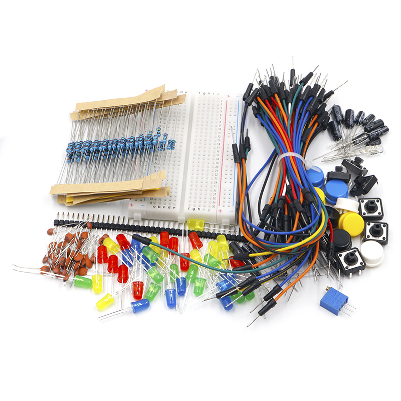 

Electronic Components Starter Kit for arduino Resistor /LED / Capacitor Jumper Wires Breadboard resistor with Retail Box