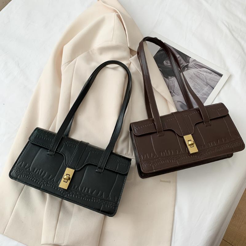 

Fashion Alligator Underarm Bag Women PU Leather Ladies Shoulder Bags Casual Female Handbags sac à main d'épaule de femmes, Black