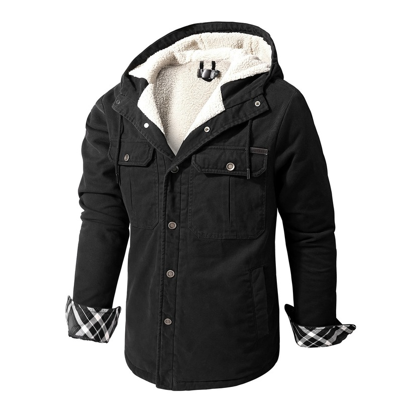 

2021 Autumn and Winter New US Size Cotton Coat Men's Single Breasted Youth Thickened Leisure Hooded Loose Large Cotton Clothes, Black;brown