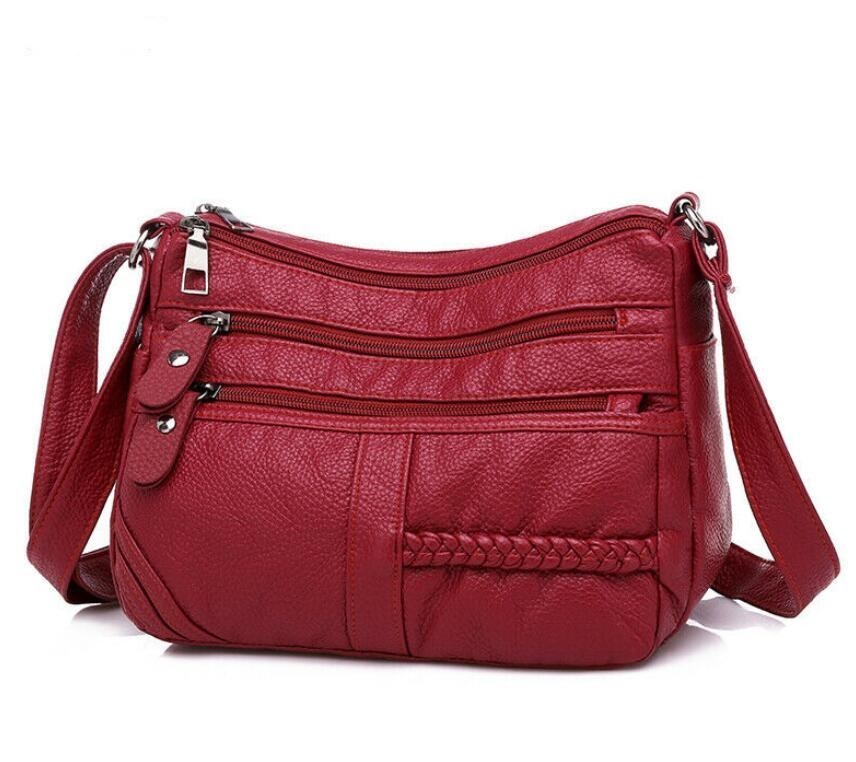 

High Quality Women's Soft Leather Shoulder Bags Multi-Layer Shopper Bag Classic Crossbody Luxury Designer Handbag and Purse, Black