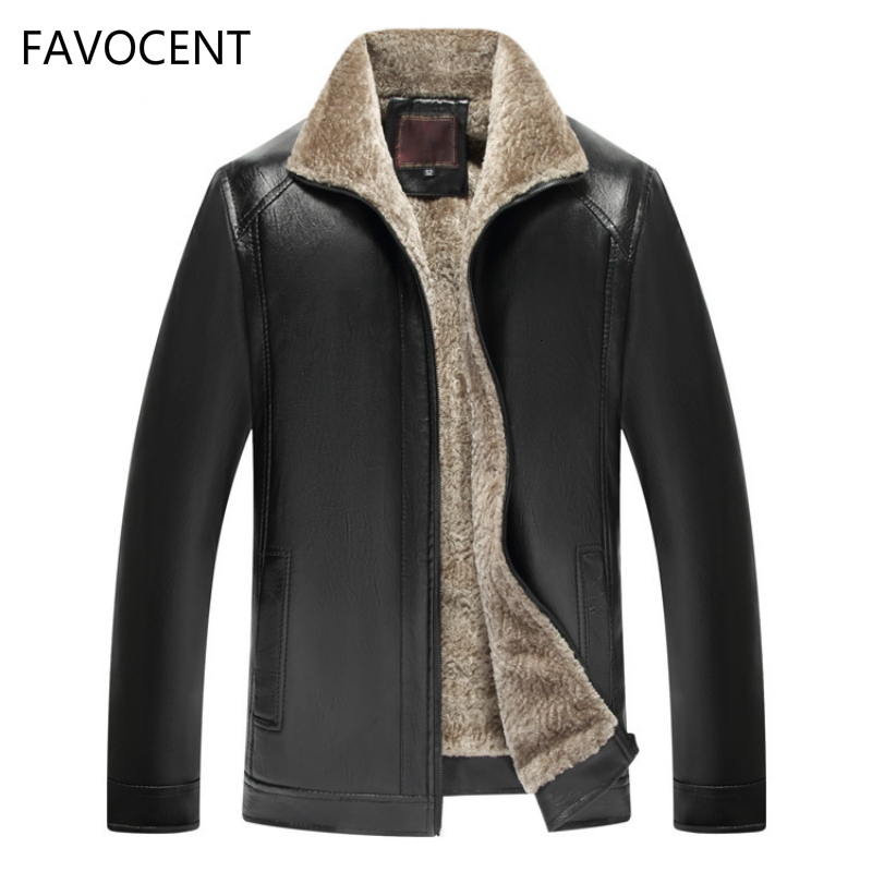 

2021 New Men's Jacket Pu Coats Mens Brand Clothing Thermal Outerwear Winter Fur Male Fleece Leather Down Jackets Men Ls2x, Black 1