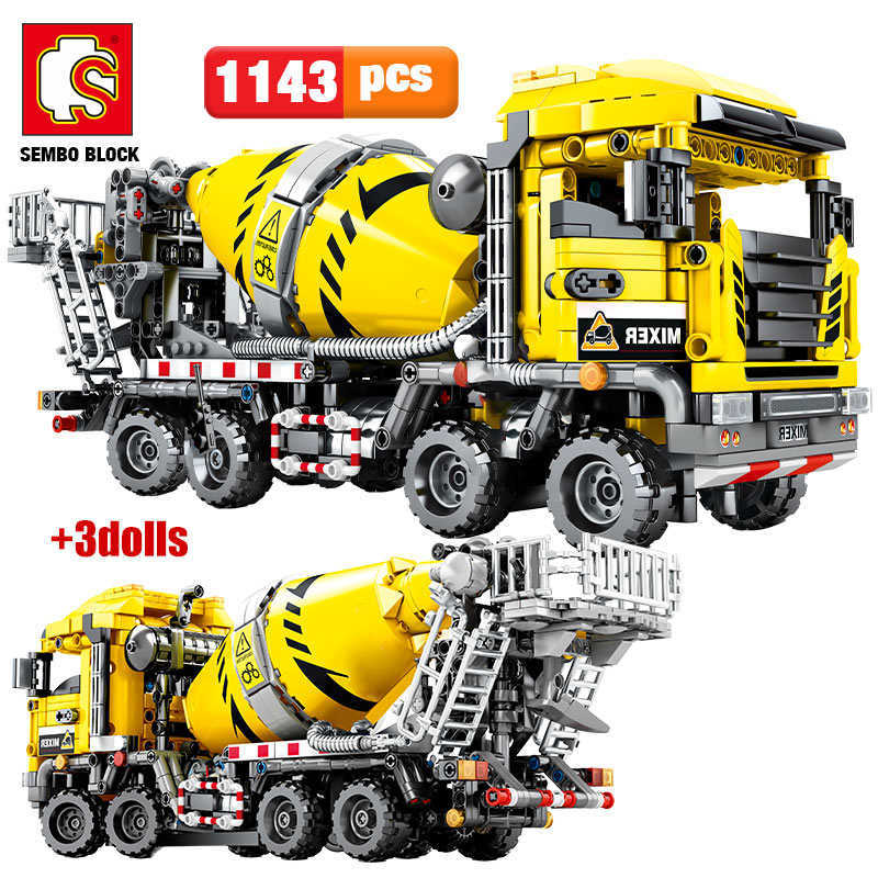 

SEMBO BLOCK City Engineering Bulldozer Crane technical Car Truck Excavator Roller Building Blocks bricks Construction Toys Y0808