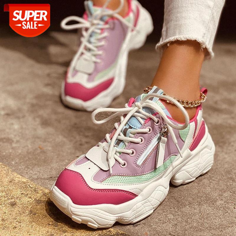 

2021 Sneakers Women Vulcanize Shoes Platform Women Shoes Thick Bottem Ladeies Sneakers Comfortable Lace Up Female #1j4M