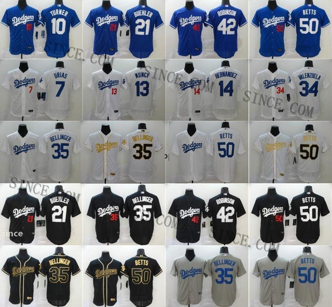 

2020 Dodgers Men 50 Mookie Betts 35 Cody Bellinger 10 Justin Turner Max Muncy 22 Clayton Kershaw Enrique Hernandez Baseball Jersey Stitched, As shown in illustration