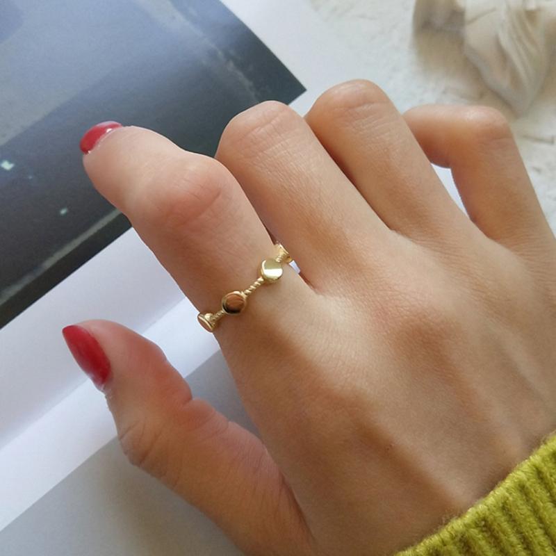 

Cluster Rings 925 Sterling Silver Tiny Dot Stackable Ring Gold Fashion Adjustable Open Finger For Women Girls Charm Jewelry Holiday Gift