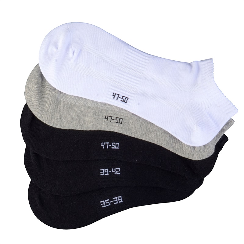 

9 Pairs Large Size Sport Cotton Mens Short Sos Summer Thin Breathable High Quality Boat Ankle Ankle Woman So Size 35-50, 5 pairs black
