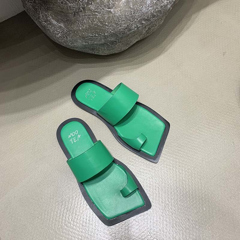 

Sandals Green mode flat-heel slippers women's flip flops mark slipper slides shoes zapatillas mujer E6SU, 1# shoe box