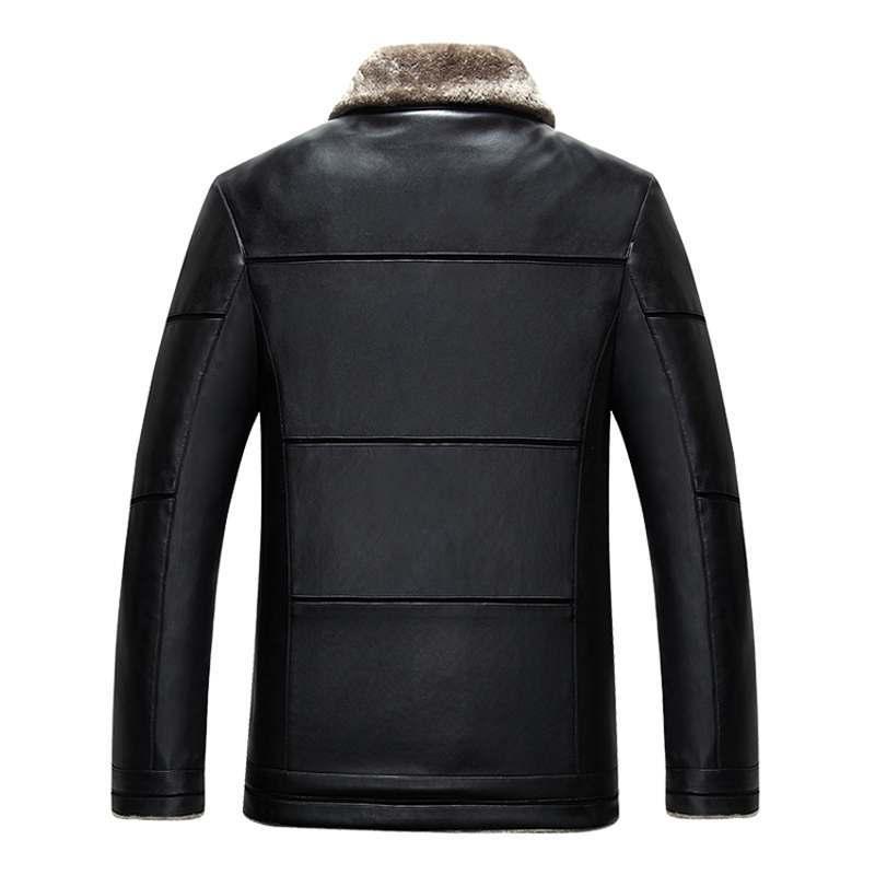 

Men's Jackets Arrival Winter Soft PU Leather Men Casual Thick Outwear Coat Mens Luxury Fleece Parka 8XL Plus Size, Black