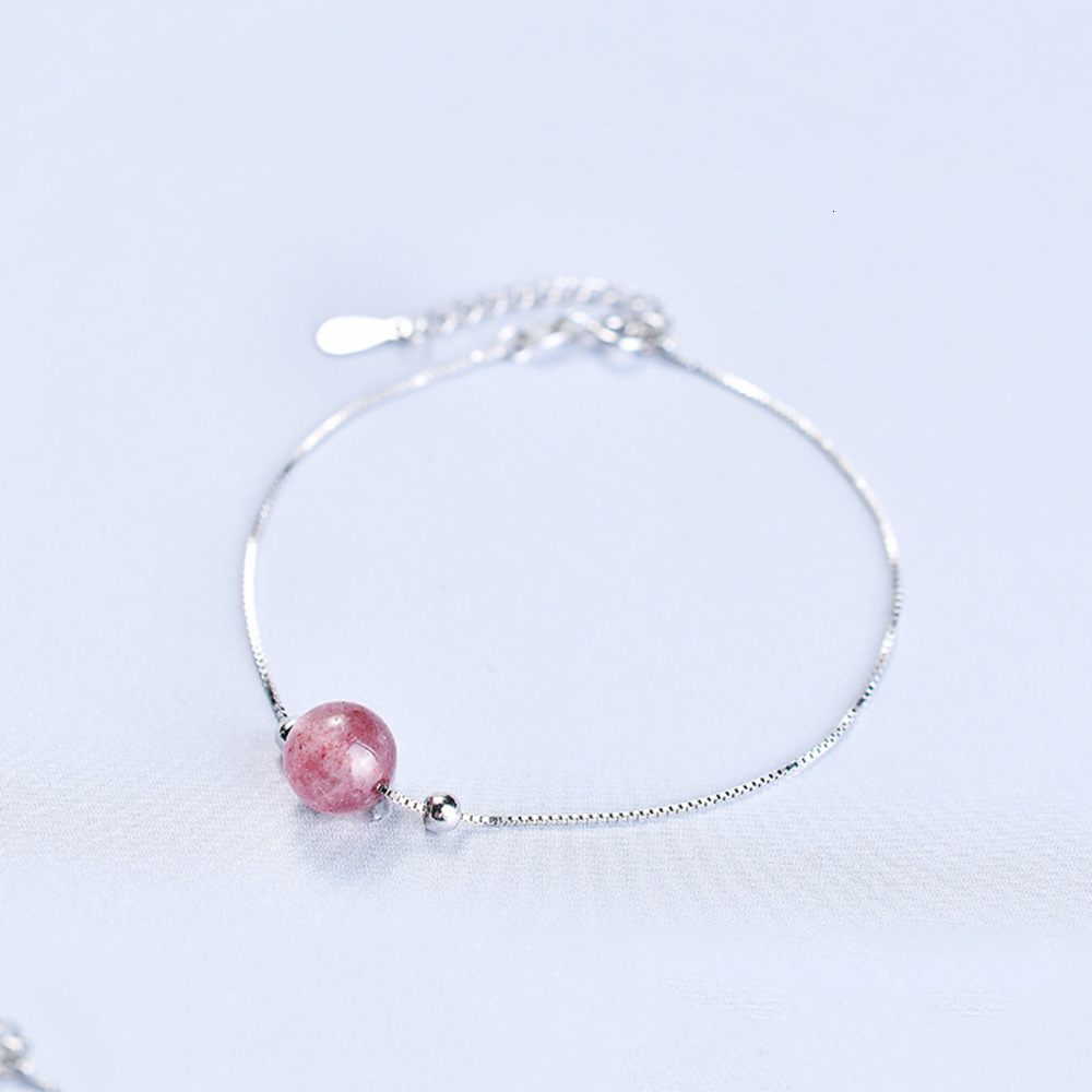 

Badu strawberry crystal bracelet women's single circle hand jewelry, Golden;silver
