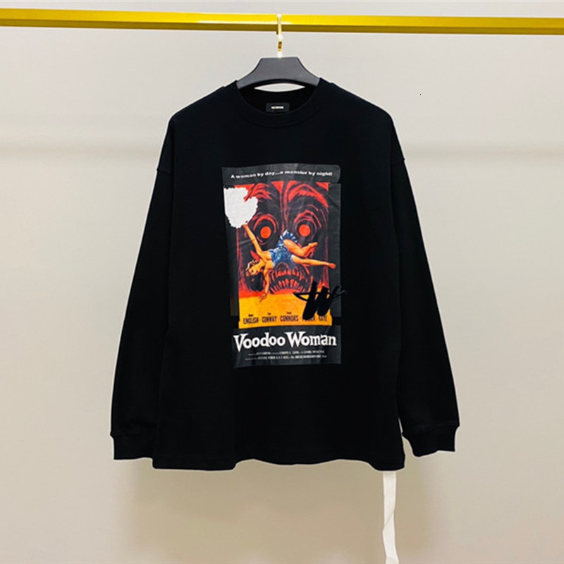 

2021 New Flocking Film Print Graffiti Long Sleeve Welldone t Shirts Men Women We11done Top Tees T-shirts Yqw5