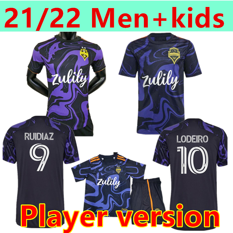 

Player 2021 Seattle Sounders FC SOCCER JERSEYS away purple 21 22 Roldan Ruidiaz Lodeiro Montero MORRIS camisetas de futbol DELEM football shirts MAILLOTS FOOT