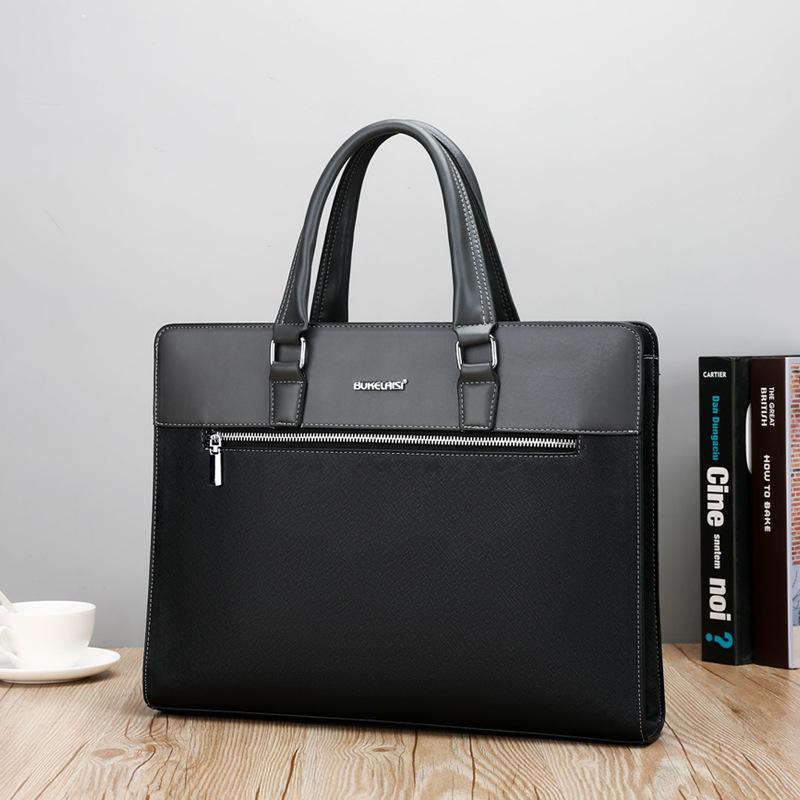 

Briefcases 2021 Men's Briefcase Bag Fashion Business Bags Commuter Computer One Shoulder Sloping Cross Soft Leather Tote, Black