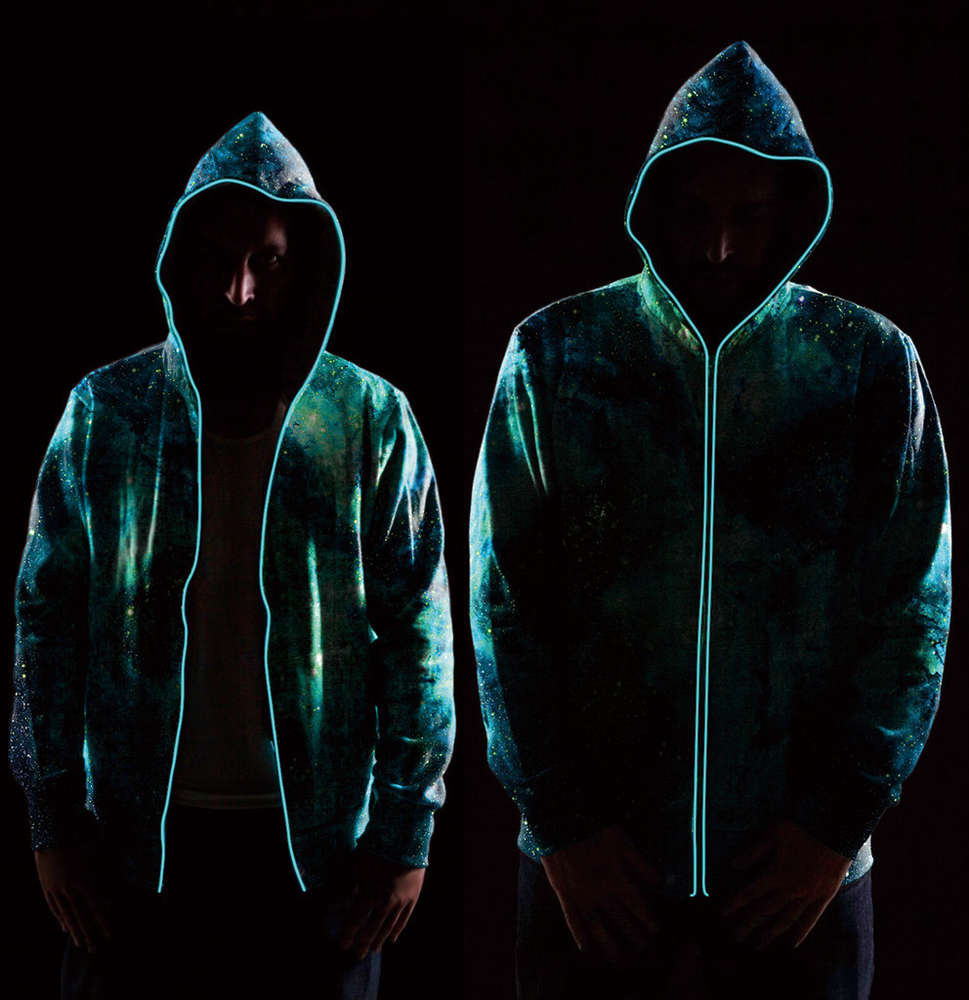 

Fashion Men Glowing Coat Led Colorful Luminous Zipper Reflective Hoodie Lighting Robot Suits Club Sweatshirt2021, Gray