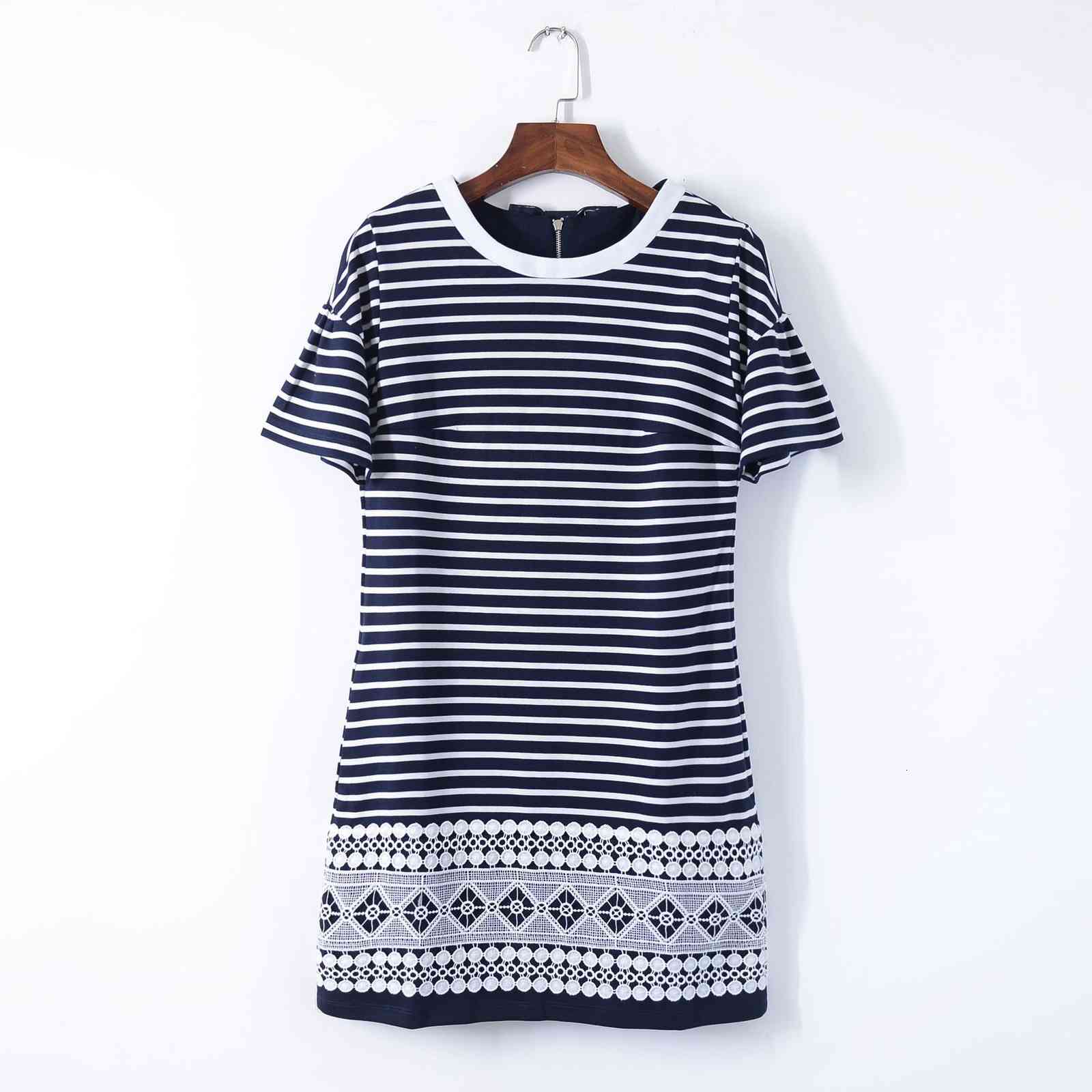 

dress buy it now korean original d summer women's stripe round neck short sleeve lace shi shang 108, White;black