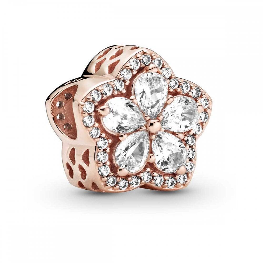 

Factory wholesale Rose Gold Metal Plated Sparkling Silver Snowflake Pave Charm Bead For European Jewelry Charm Bracelets