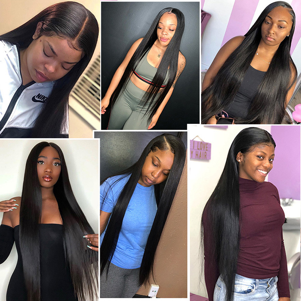 4X4 Straight Closure Wig Bone Straight Lace Front Human Hair for Black Women 4x4 5x5 Transparent 13x6 HD Lace Frontal Wig Brazilian Hair Closure-image-790736870