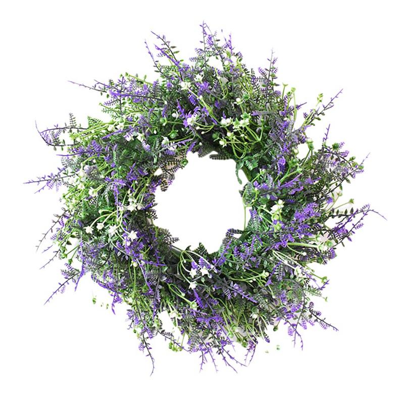 

Artificial Lavender Wreath Spring Wreath for Front Door Garden Flower Wall Hanging Wedding Party Window Home Decor