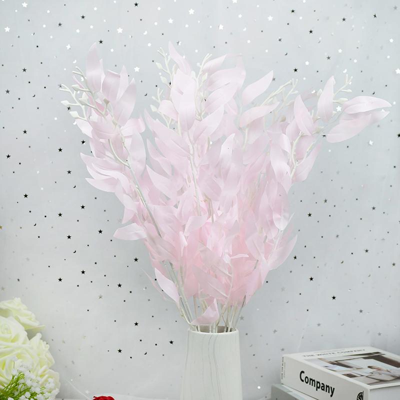 

5branches Artificial Willow Bouquet Long Branch Fake Leaves Home Garden Jungle Simulation Plant Bonsai Wedding Party Decoration, B06