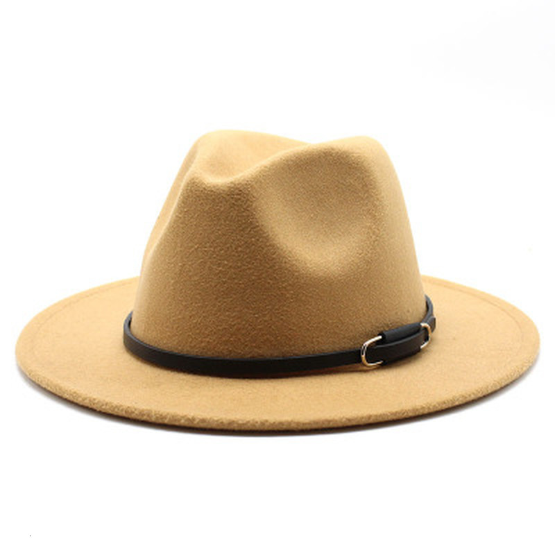 

2021 New Fedora Hats Wide Brim Solid Color Band Belt Buckle Women Classic Formal Wedding White Black Vintage Outdoor Winter Hat Ndfc