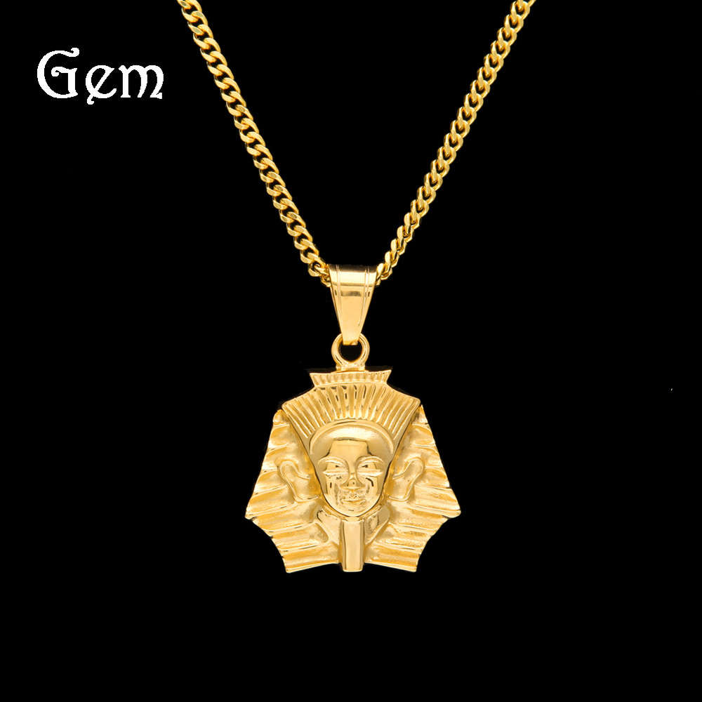 

Hip Hop Gold Plated Stainless Steel Pendant ancient Egyptian Sphinx pendant 3D sculpture trend piece